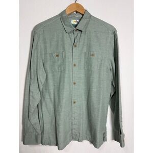 Tommy Bahama Mens Sage Green Silk Cotton Island Modern Fit Button Down Shirt M